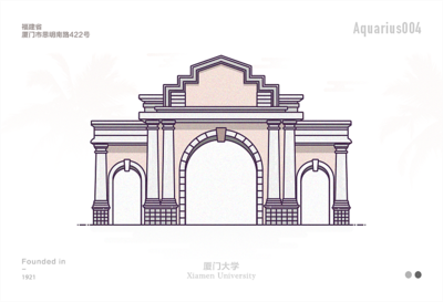 中國大學(xué)特色校門icon描邊風(fēng)設(shè)計